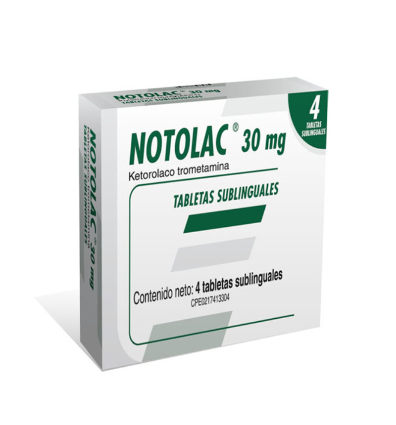 Ketorolac trometamina 30 mg x 4 tabletas sublinguales (Notolac)