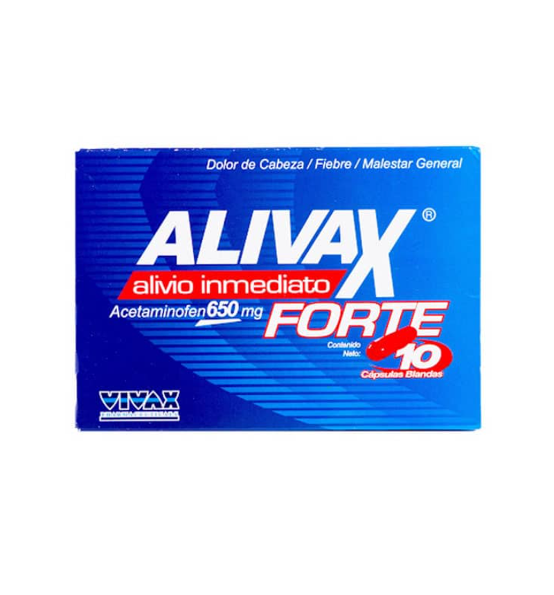 Acetaminofén 650 mg x 10 cápsulas (Alivax Forte)